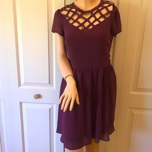 Pretty Maroon Chiffon crisscross cutout Dress Xhilaration S/P